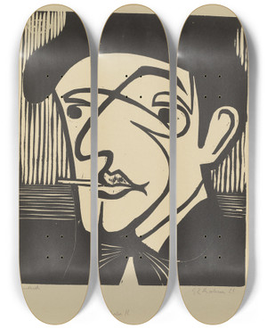 Triptych art skateboard deck of Ernst Ludwig Kirchner Maler M by Ernst Ludwig Kirchner (1880-1938)