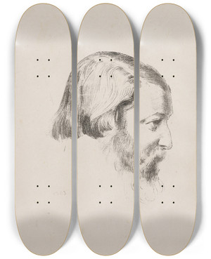 Triptych art skateboard deck of Odilon Redon Portrait De Paul Srusier by Odilon Redon (1840-1916)