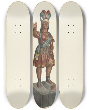 Triptych art skateboard deck of John Davis Cigar Store Indian_1 by John Davis