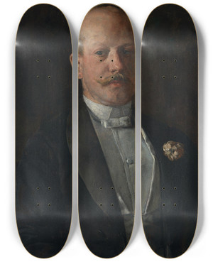 Triptych art skateboard deck of Charles Frederick Ulrich Thomas Benedict Clarke by Charles Frederick Ulrich (1858-1908)