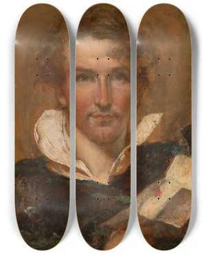 Triptych art skateboard deck of William Etty Selfportrait by William Etty (1787-1849)