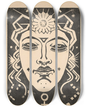 Triptych art skateboard deck of Henri Van Der Stok Venus by Henri van der Stok (1870-1946)