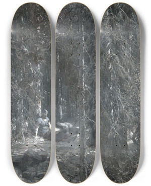 Triptych art skateboard deck of August Malmstrm Frithiofs Temptation by August Malmstrom (1829-1901)