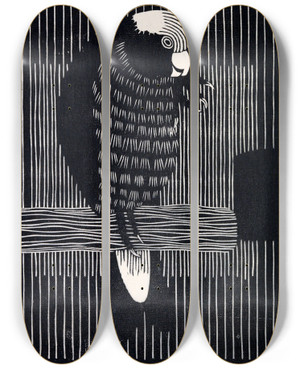 Triptych art skateboard deck of Samuel Jessurun De Mesquita Roskaketoe by Samuel Jessurun De Mesquita (1868-1944)