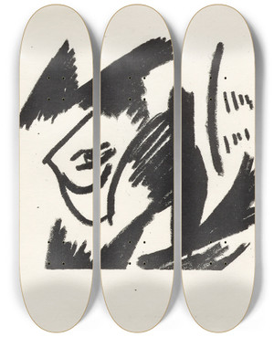 Triptych art skateboard deck of Olga Vladimirovna Rozanova Untitled Head by Olga Vladimirovna Rozanova (1886-1918)