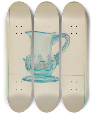 Triptych art skateboard deck of S Brodsky Pitcher_1 by S Brodsky