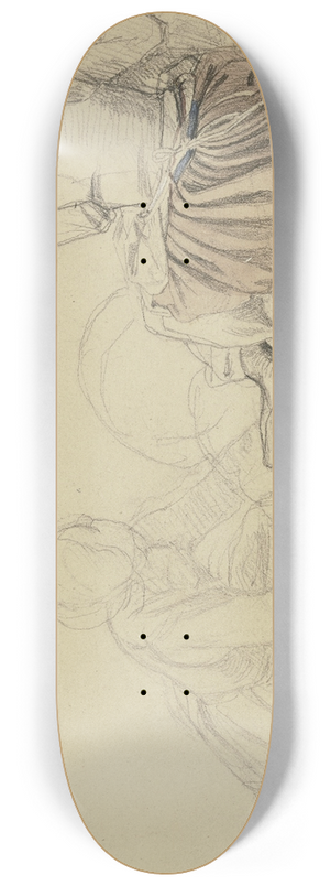 Jakob Becker - Zwei auf dem Boden sitzende Mdchen, das rechte ein Kleinkind sttzend 8.25 inch art skate deck