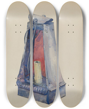 Triptych art skateboard deck of John Oster Lantern by John Oster
