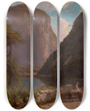 Triptych art skateboard deck of George L Clough Delaware Water Gap by George L Clough (1824-1901)