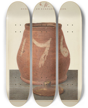 Triptych art skateboard deck of John Matulis Covered Jar by John Matulis
