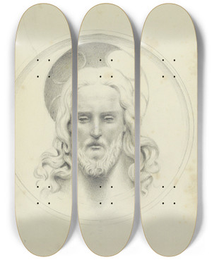 Triptych art skateboard deck of Jan Veth Kop Van Christus Met Een Nimbus by Jan Veth (1864-1925)