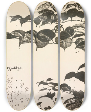Triptych art skateboard deck of Georges Lemmen Tude De Feuillages Stylis by Georges Lemmen (1865-1916)