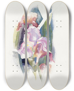 Triptych art skateboard deck of Charles Demuth Purple Iris by Charles Demuth (1883-1935)