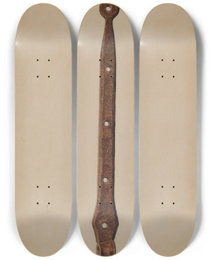 Triptych art skateboard deck of Herman O Stroh Strap Hinge For Door by Herman O Stroh