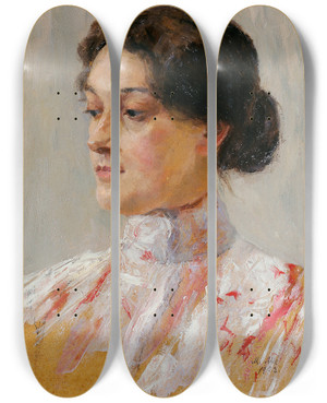 Triptych art skateboard deck of Mathilde Sittaall Mdchenbildnis by Mathilde Sitta-All (1871-1942)