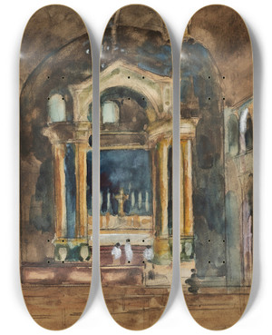 Triptych art skateboard deck of Sir William Eden Study_9 by Sir William Eden (1849-1915)