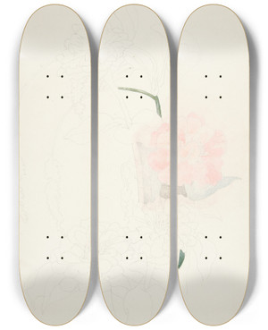 Triptych art skateboard deck of Charles Demuth Zinnias_1 by Charles Demuth (1883-1935)