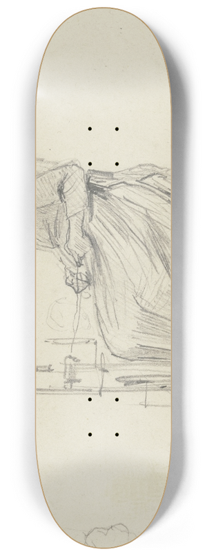 Jakob Frchtegott Dielmann - Alte Frau am Spinnrad sitzend, im Profil nach links 8.25 inch art skate deck