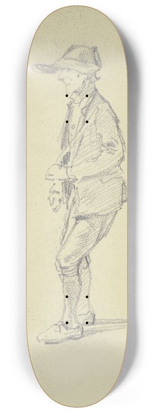 Jakob Frchtegott Dielmann - Alter Bauer mit hinten aufgeschlagenem Hut im Profil nach links 8.25 inch art skate deck