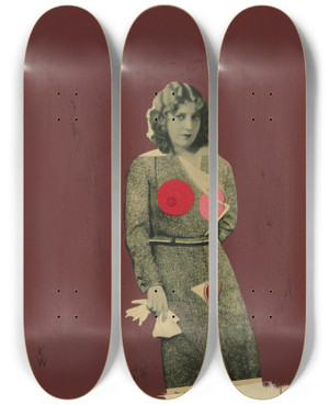 Triptych art skateboard deck of Karl Wiener Mdchen_1 by Karl Wiener (1901-1949)