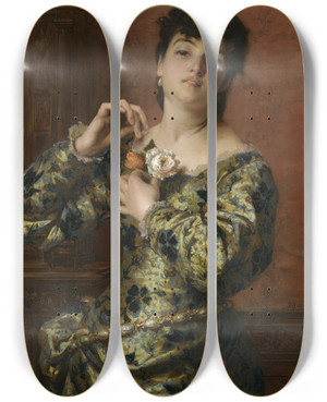 Triptych art skateboard deck of Raffaele Giannetti The Finishing Touch by Raffaele Giannetti (1832-1916)