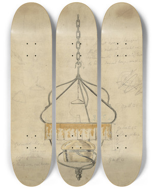 Triptych art skateboard deck of Gust Van De Wall Pern Ontwerp Voor Een Hanglamp by Gust van de Wall Pern (1877-1911)