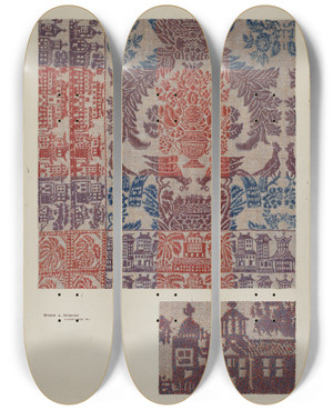 Triptych art skateboard deck of Byron Dingman Coverlet Boston Town_1 by Byron Dingman