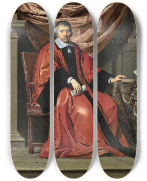Triptych art skateboard deck of Philippe De Champaigne Omer Talon by Philippe De Champaigne (1602-1674)