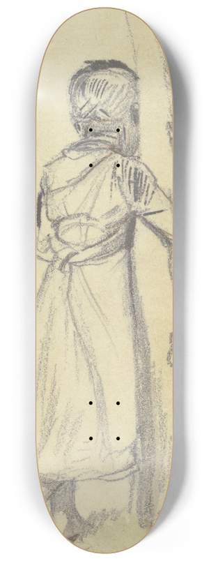 Jakob Frchtegott Dielmann - Barfiges Mdchen in Rckenansicht, an einen Baumstamm gelehnt und diesen umfassend 8.25 inch art skate deck