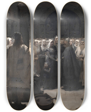 Triptych art skateboard deck of August Malmstrm Reconciliation by August Malmstrom (1829-1901)