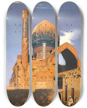 Triptych art skateboard deck of Vasily Vereshchagin Gur Emir Mausoleum Samarkand by Vasily Vereshchagin (1842-1904)