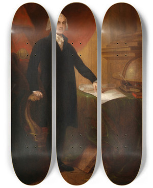 Triptych art skateboard deck of Thomas Sully James Madison by Thomas Sully (1783-1872)