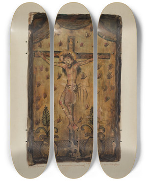 Triptych art skateboard deck of Maude Valle Santos Retablos_6 by Maude Valle