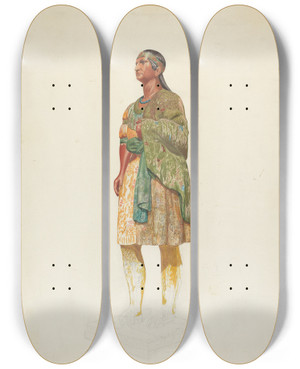 Triptych art skateboard deck of Hazel Hyde Figurehead Indian by Hazel Hyde