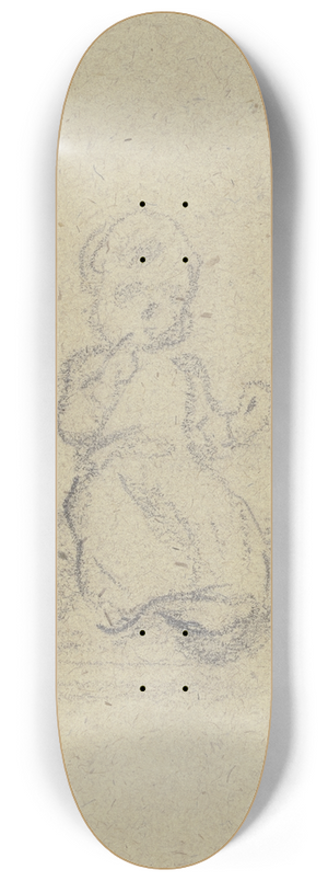 Jakob Frchtegott Dielmann - Kleines Kindchen sitzend und essend, es scheint in der Hand einen Apfel zu halten, die andere hat es an den Mund gefhrt 8.25 inch art skate deck