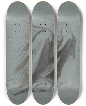 Triptych art skateboard deck of Nicaise De Keyser Draped Fabric_3 by Nicaise De Keyser (1813-1887)