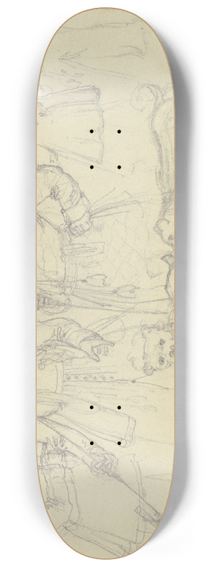 Jakob Frchtegott Dielmann - Neun rauchende Studenten und zwei Hunde 8.25 inch art skate deck