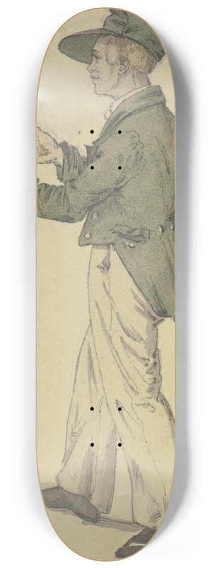 Jakob Frchtegott Dielmann - Sachsenhuser mit einer Pfeife in der Hand nach links gewendet 8.25 inch art skate deck