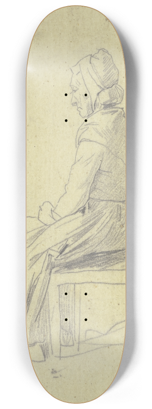 Jakob Frchtegott Dielmann - Sitting old woman 8.25 inch art skate deck