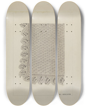 Triptych art skateboard deck of Walter W Jennings Cotton Thread Scarf by Walter W Jennings