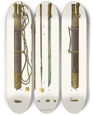 Triptych art skateboard deck of Fedor Grigoryevich Solntsev Dzhirit by Fedor Grigoryevich Solntsev (1801-1892)