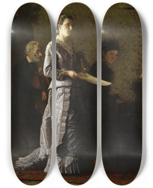 Triptych art skateboard deck of Thomas Eakins Singing A Pathetic Song by Thomas Eakins (1844-1916)
