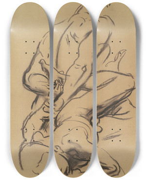Triptych art skateboard deck of John Singer Sargent Study For Judgment by John Singer Sargent (1856-1925)