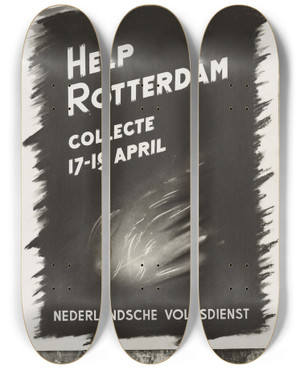 Triptych art skateboard deck of Cnf Affiche Nederlandsche Volksdienst by C.N.F.