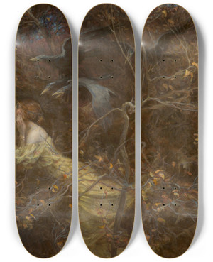 Triptych art skateboard deck of Arthur Rackham The Haunted Wood by Arthur Rackham (1867-1939)