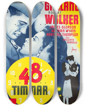 Triptych art skateboard deck of Eric Rohman The Clock by Eric Rohman (1891-1949)