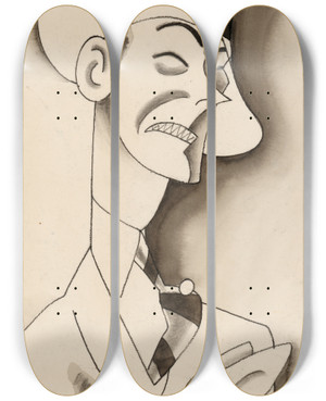Triptych art skateboard deck of Ralph Barton Jimmy Walker by Ralph Barton (1891-1931)