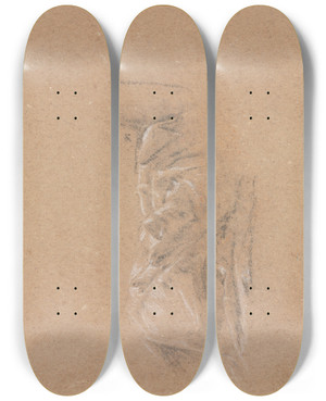 Triptych art skateboard deck of Francesco Lorenzi Drapery Study_12 by Francesco Lorenzi (1723-1787)