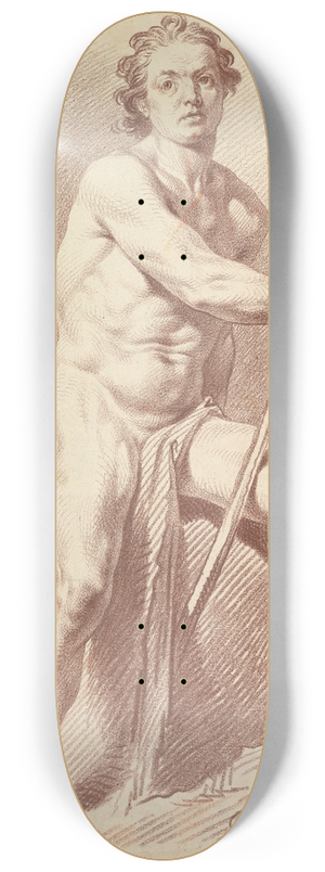 Jakob Matthias Schmutzer - Seated Male Nude Resting on a Stick 17651810 8.25 inch art skate deck