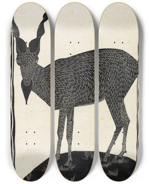 Triptych art skateboard deck of Samuel Jessurun De Mesquita Markhorgeit by Samuel Jessurun De Mesquita (1868-1944)